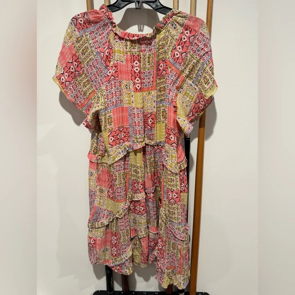 Anthropologie Multicolor Patchwork Midi Dress Medium Petite - Picture 4 of 5